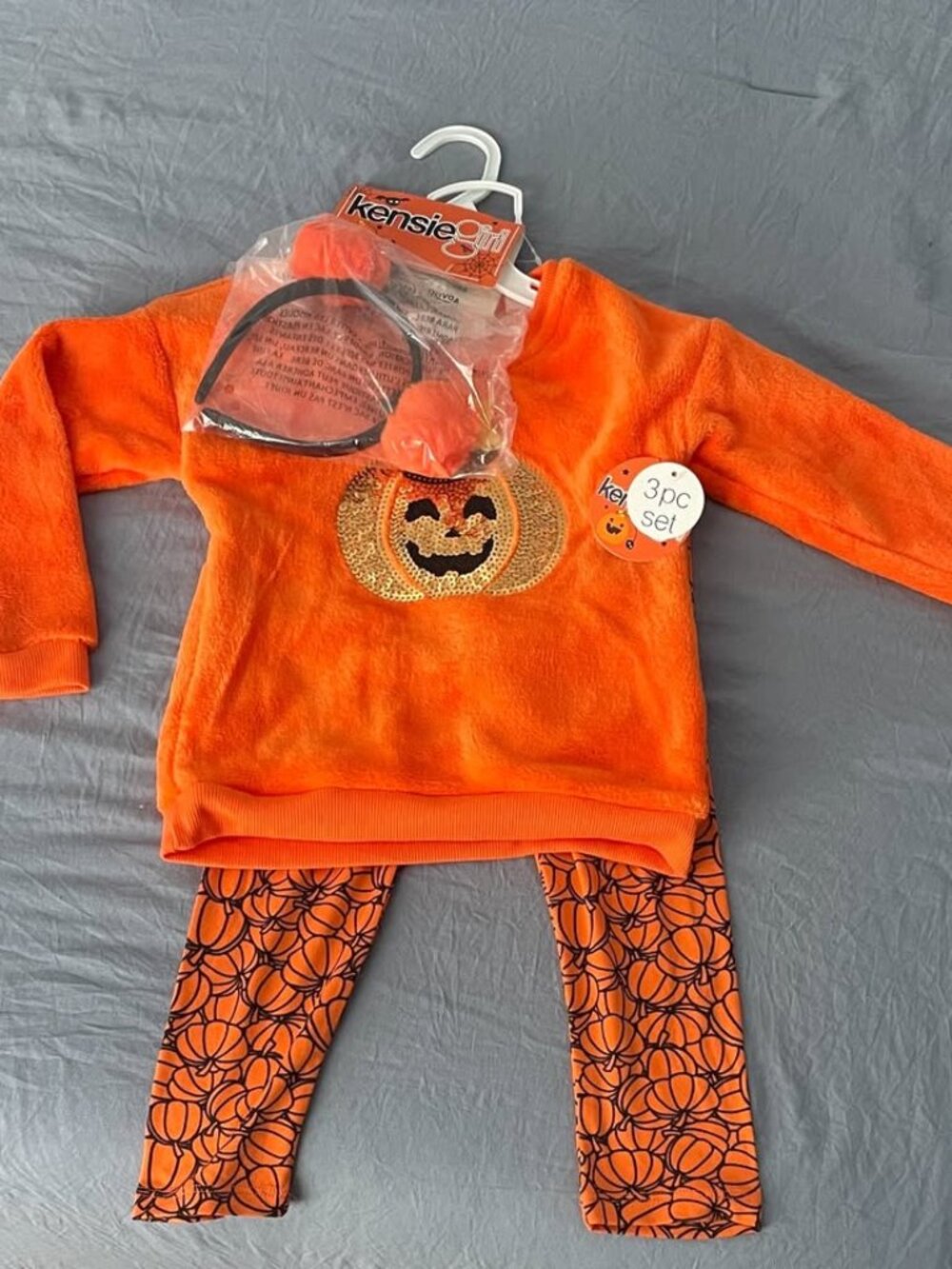 Kensie Girl 3 Piece Cozy Set Halloween Pumpkin 4T NWT